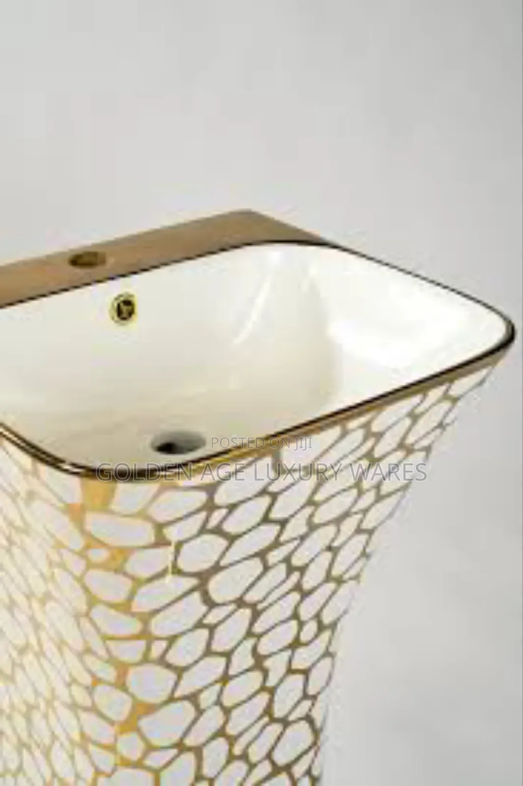 Gold and White Standing Basin