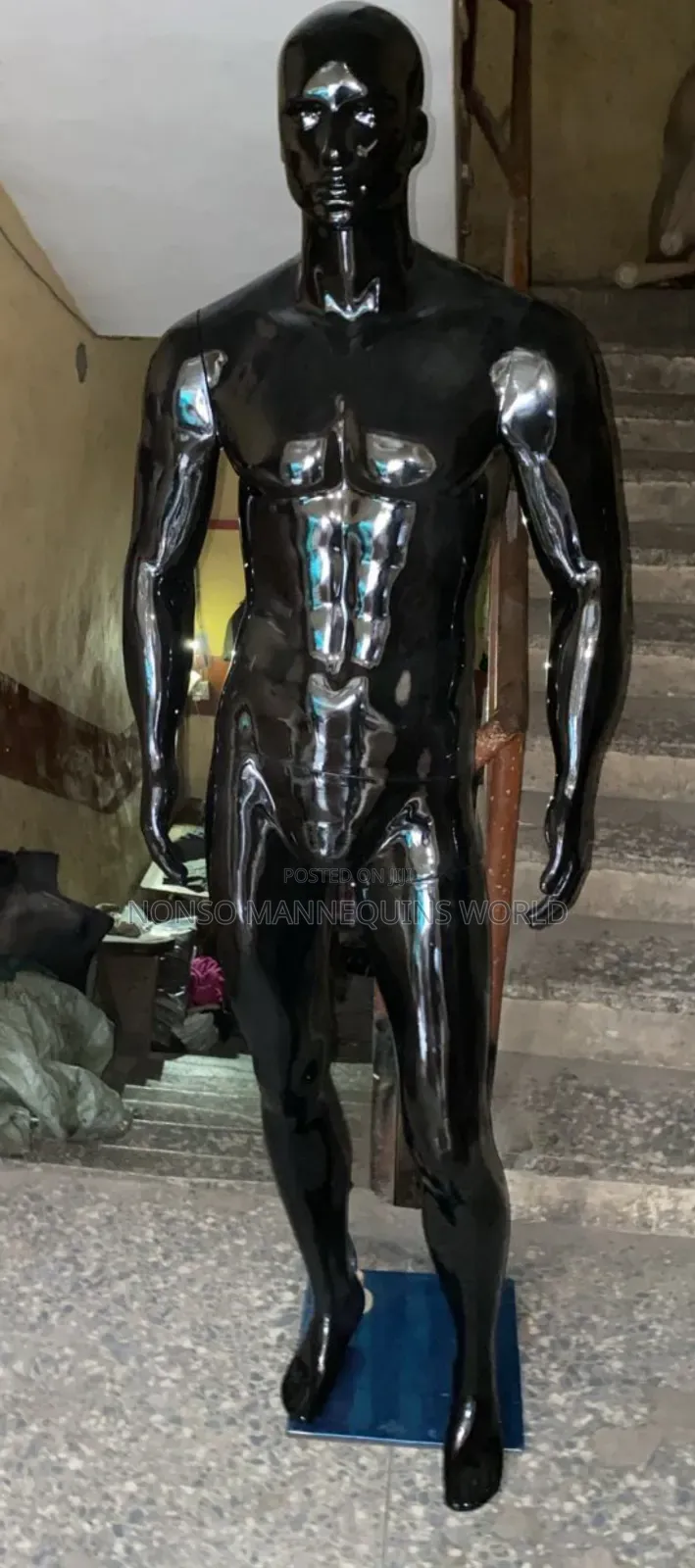 Huge Male Black Display Glossy Mannequins