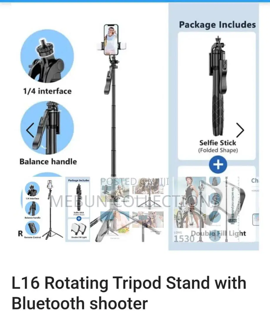 L16 Rotating Tripod Stand With Bluetooth Shutter