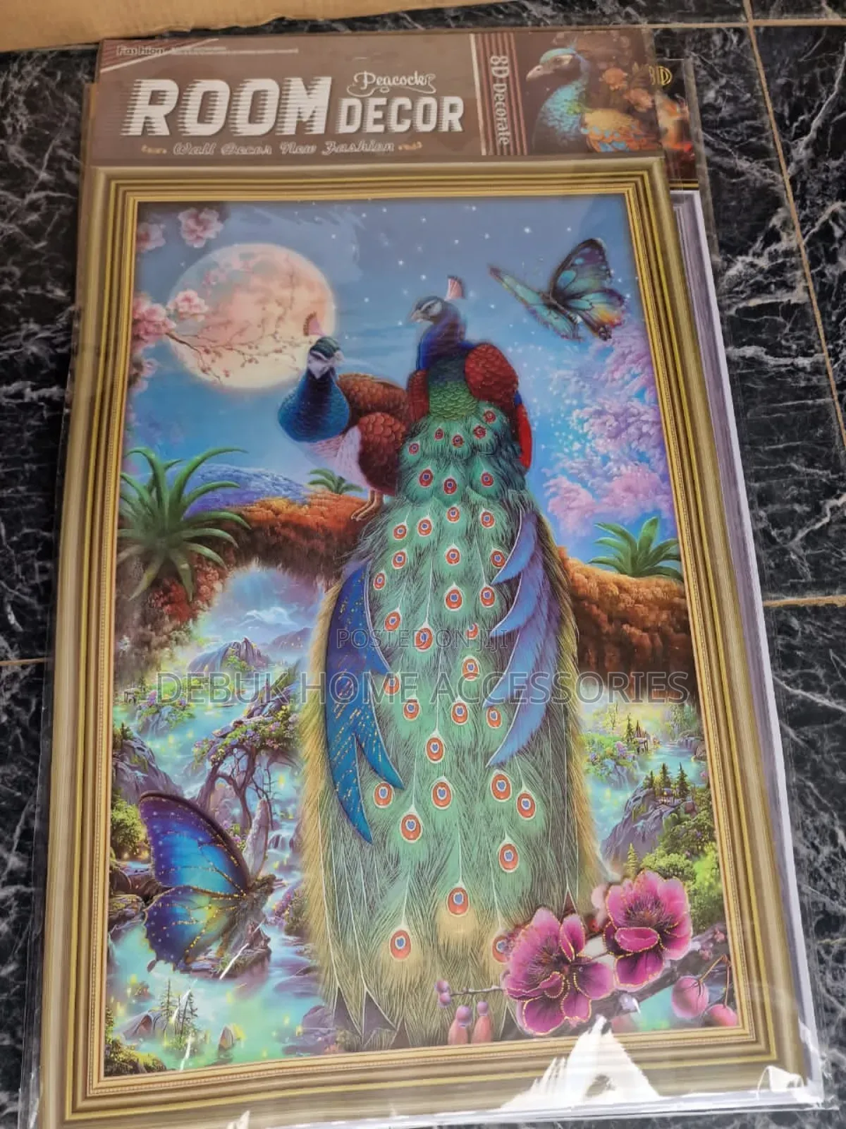 Self Adhesive 3d Aquarium Flower Vase and Peacocks