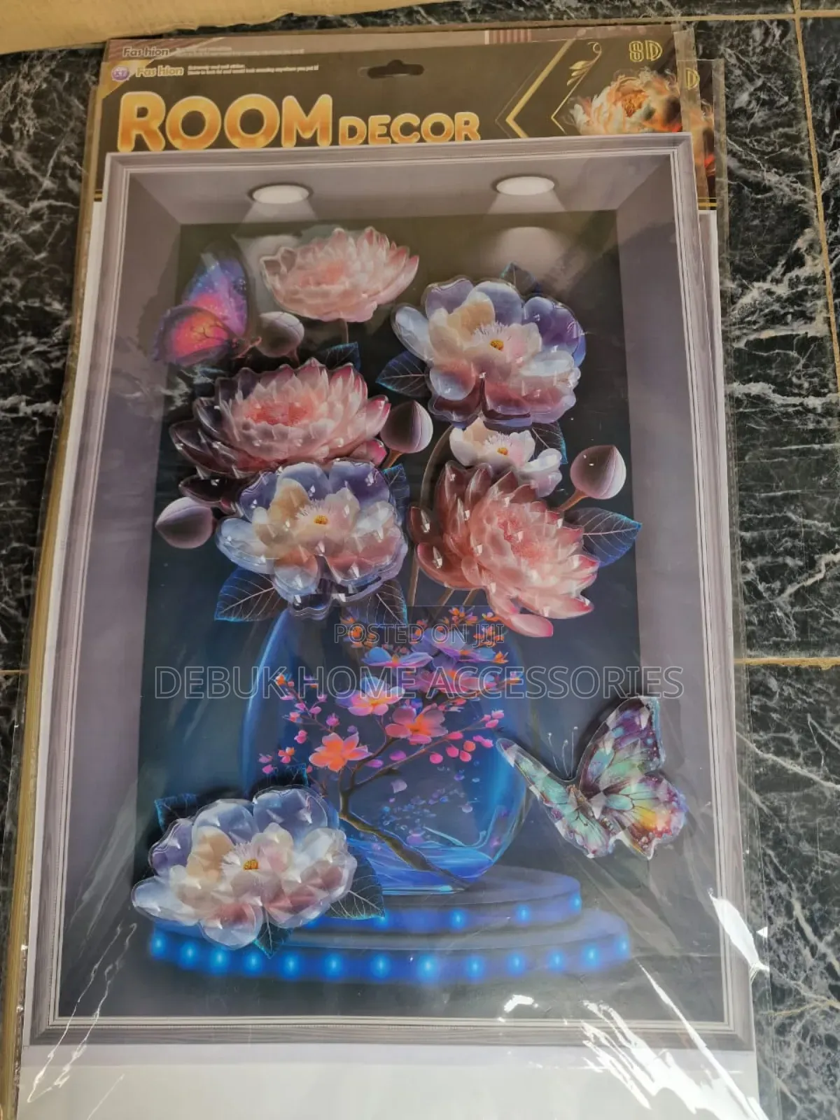 Self Adhesive 3d Aquarium Flower Vase and Peacocks