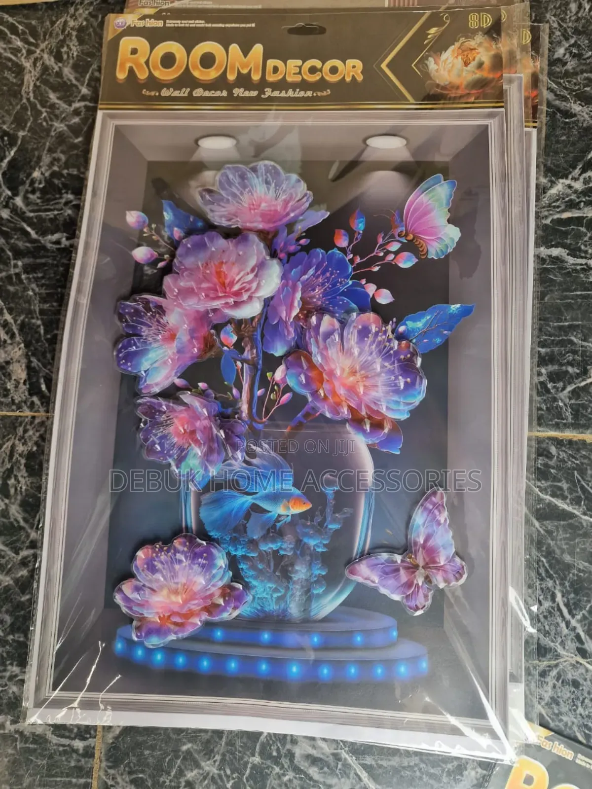 Self Adhesive 3d Aquarium Flower Vase and Peacocks