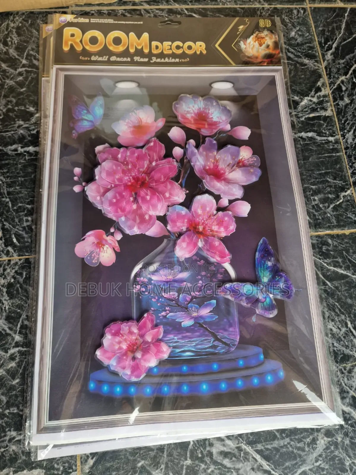 Self Adhesive 3d Aquarium Flower Vase and Peacocks