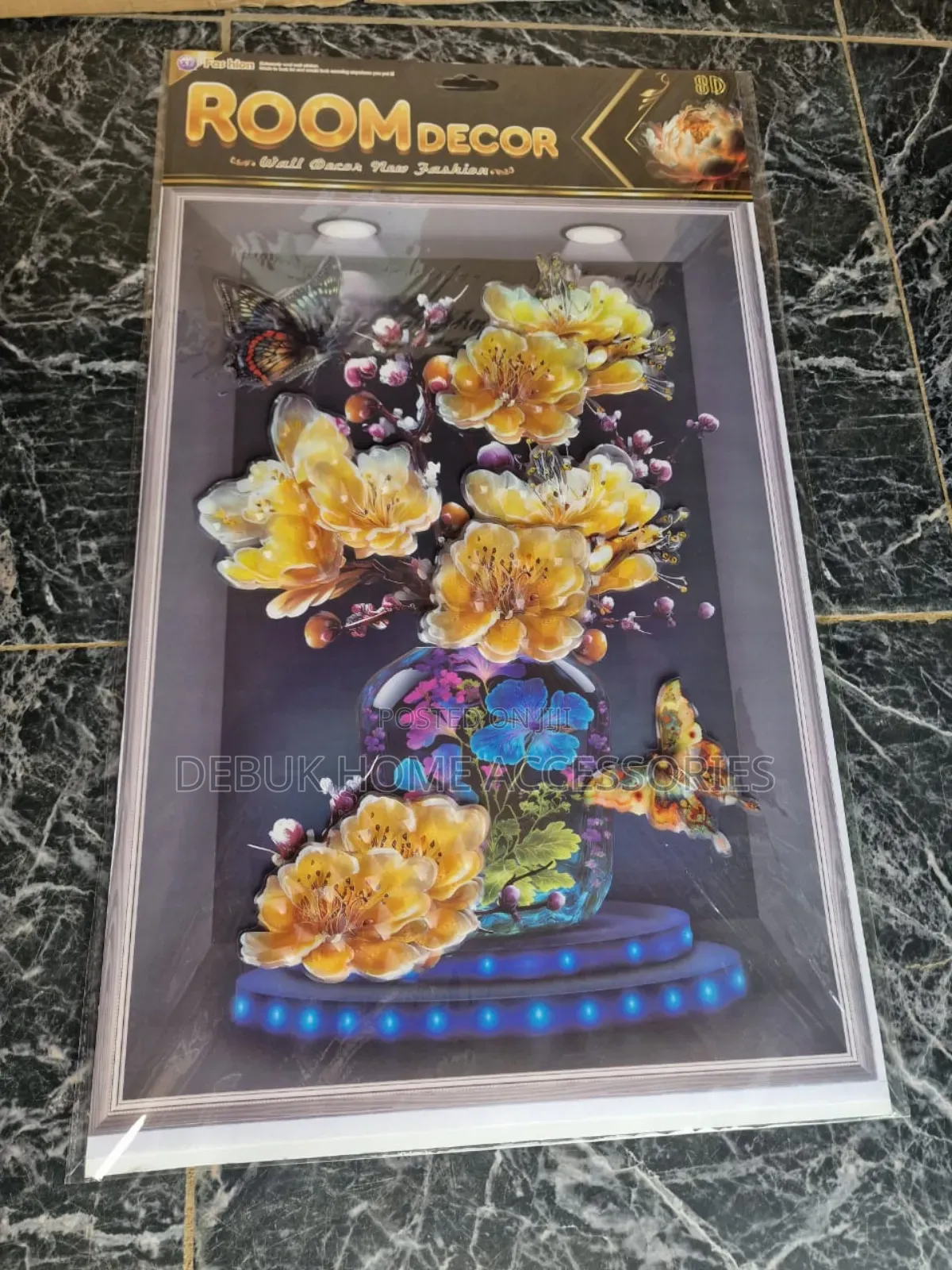 Self Adhesive 3d Aquarium Flower Vase and Peacocks