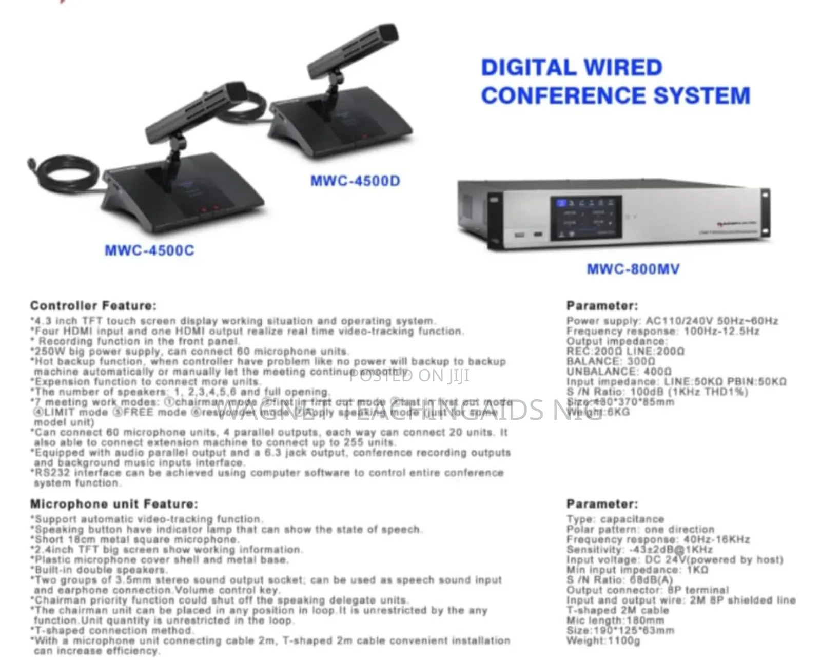 Wired Digital Conference Microphone With Video Tracking