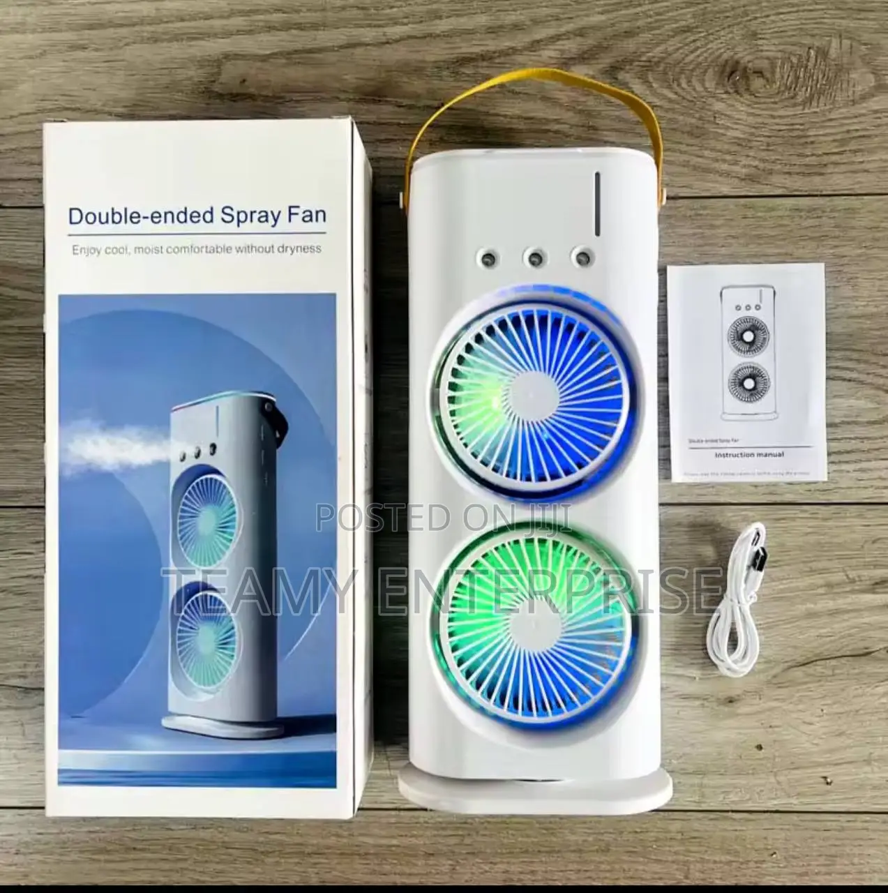 Double Ended Cooler Fan - Two Head Air Conditioner Mist Fan