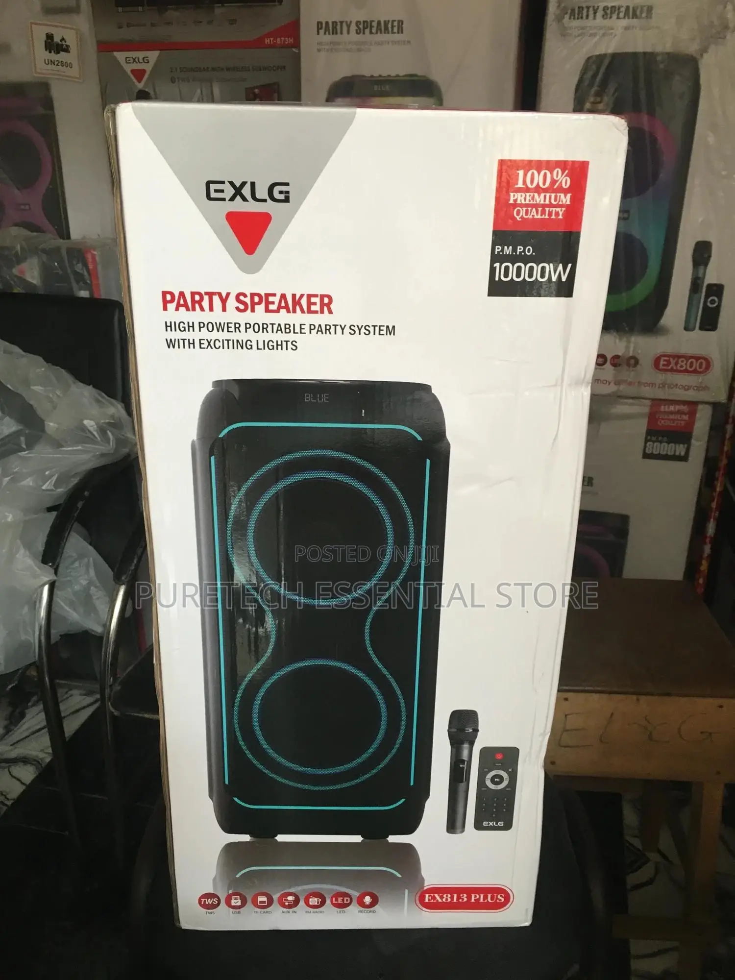 Original Exlg 10000w Party Speaker With Wireless Microphone