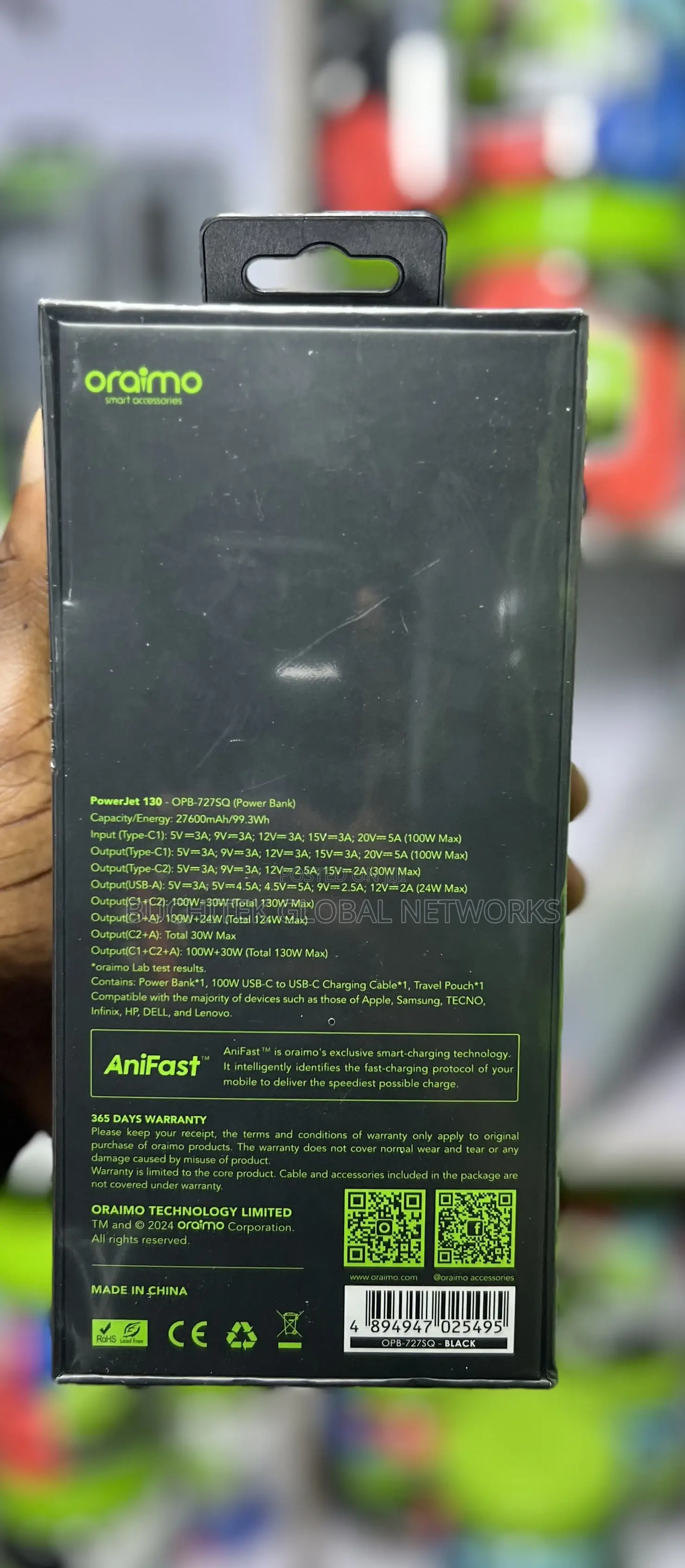 Oraimo Powerjet 130 27600mah 130W Power Bank