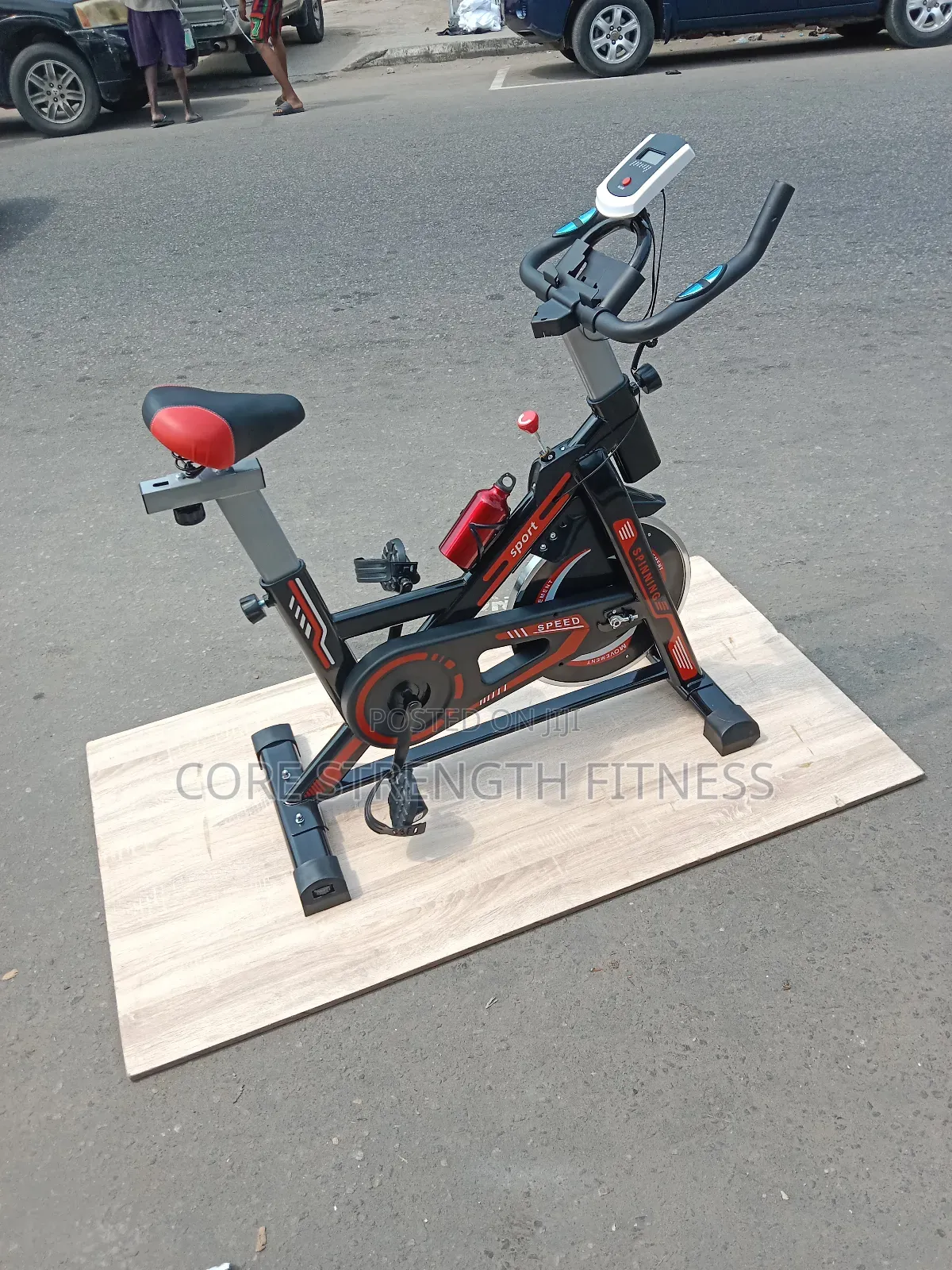 Spinning Exercise Bicycle With Display Meter , iPad and Phone Holder