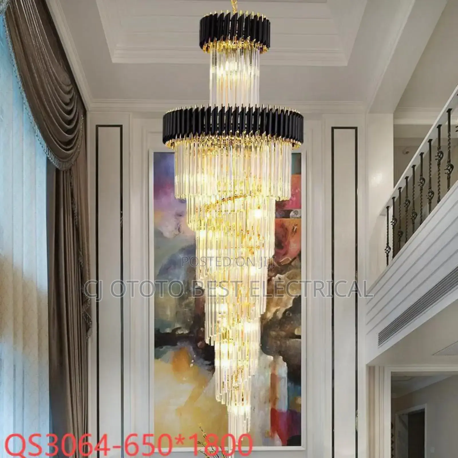 Crystal Luxury Chandelier Long Drop Hanging Light