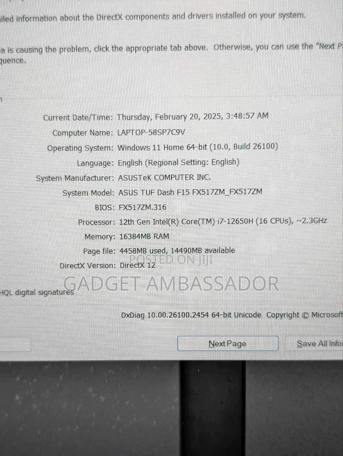 Laptop Asus TUF Dash F15 16GB Intel Core I7 SSD 512GB