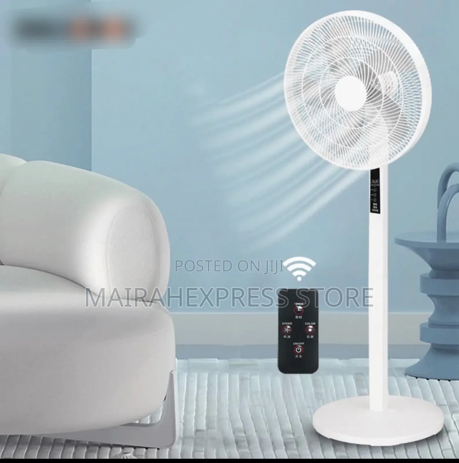 16" Solar Powered Rechargeable Standing Fan With Remote