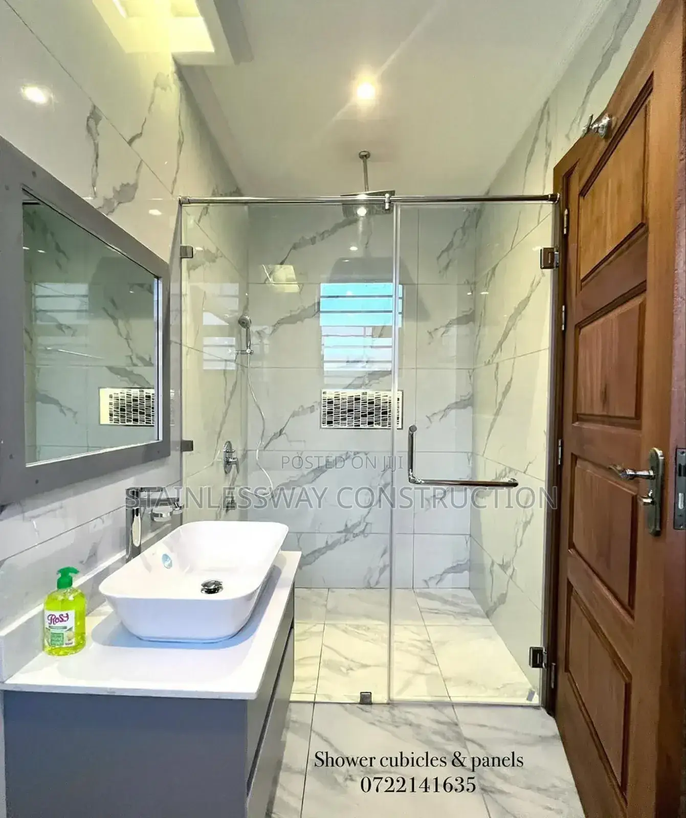 Glassshowercubiclepureandcleanspace