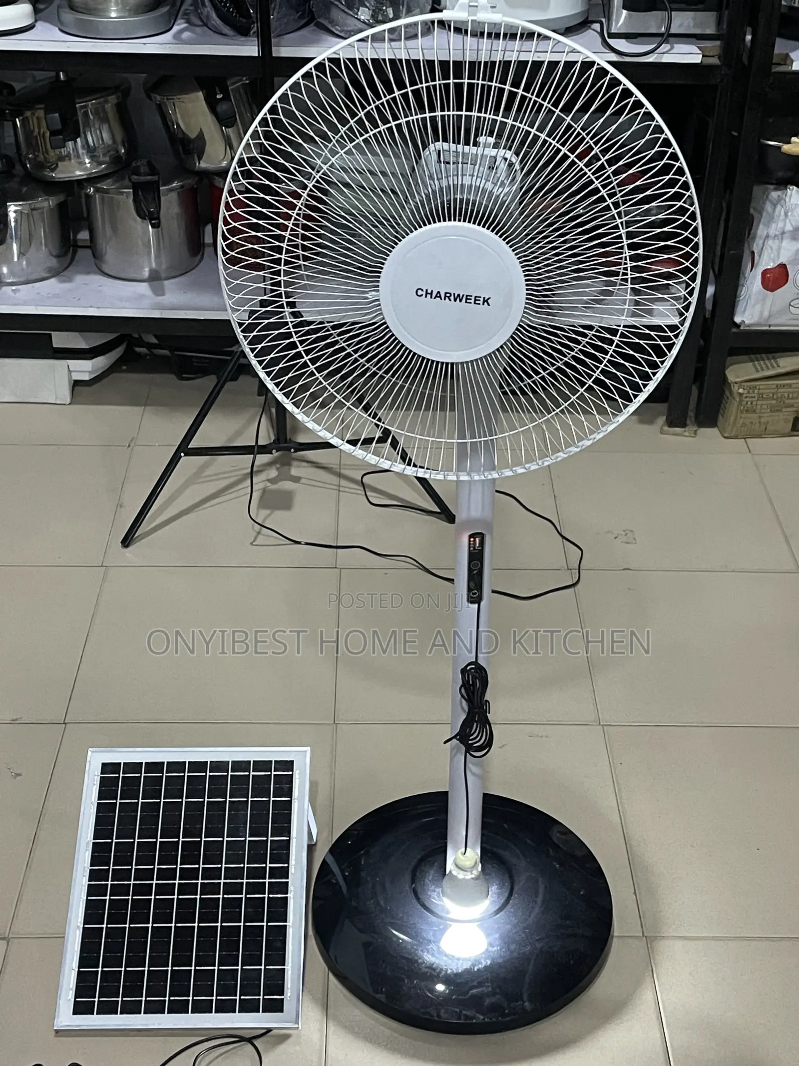 Charweek 16 Inches Standing Solar Andrechargeable Fan