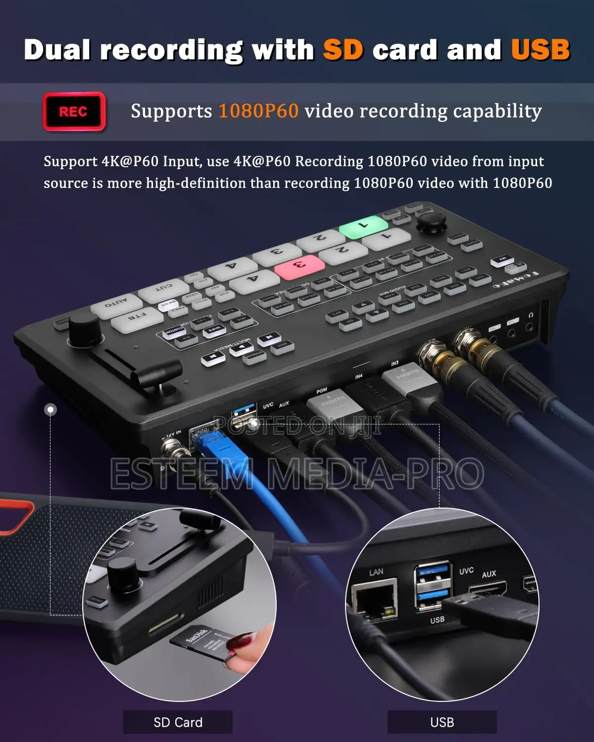 Fomako Video Switcher 5-Channel HDMI SDI (M2)