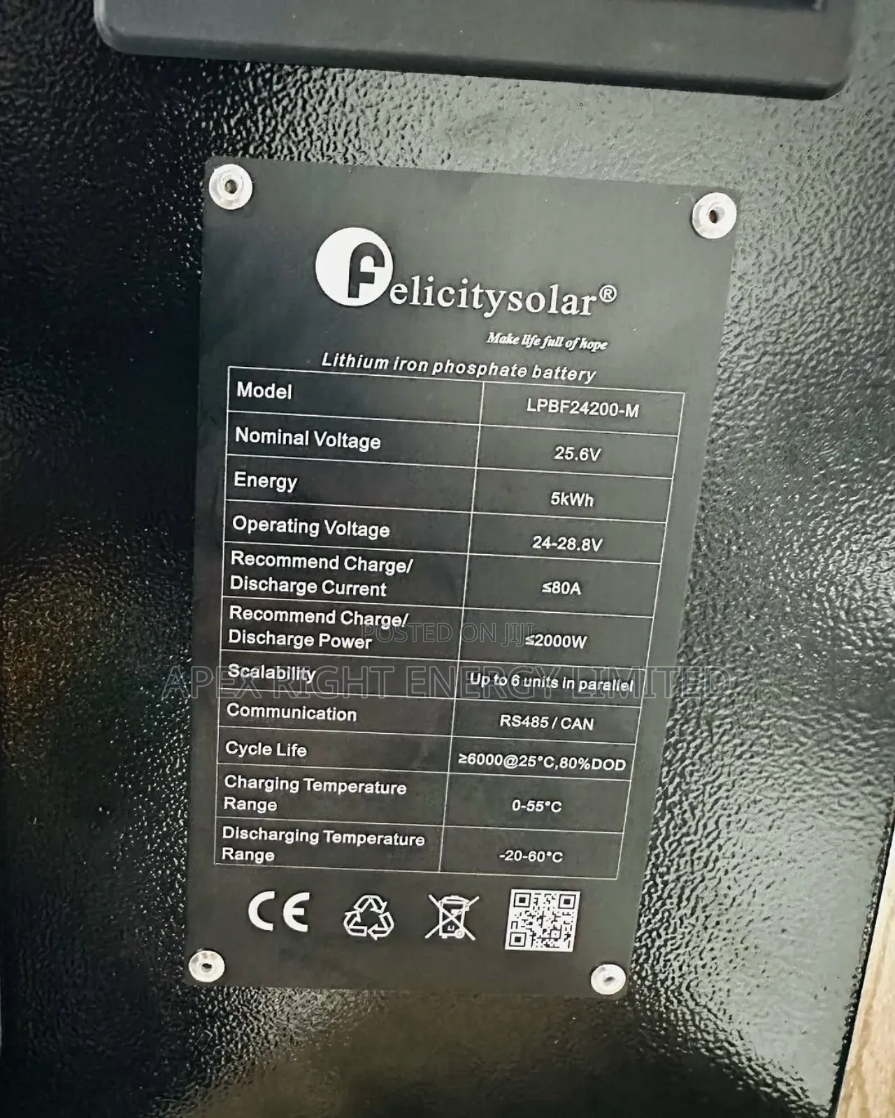 5kwh Felicity Lithium Ion Battery 24v
