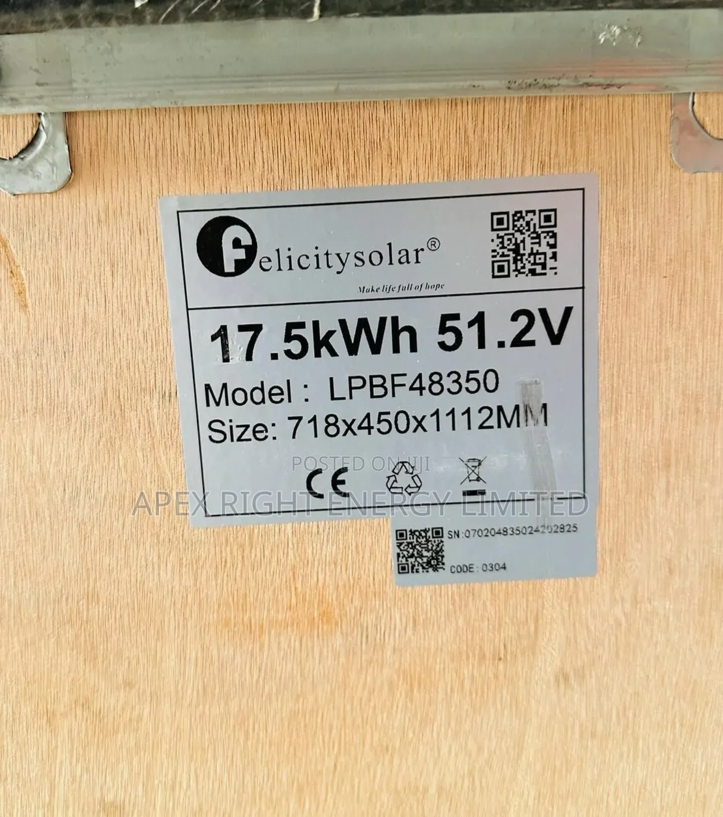 17.5kwh Felicity Lithium Battery 51.2volts