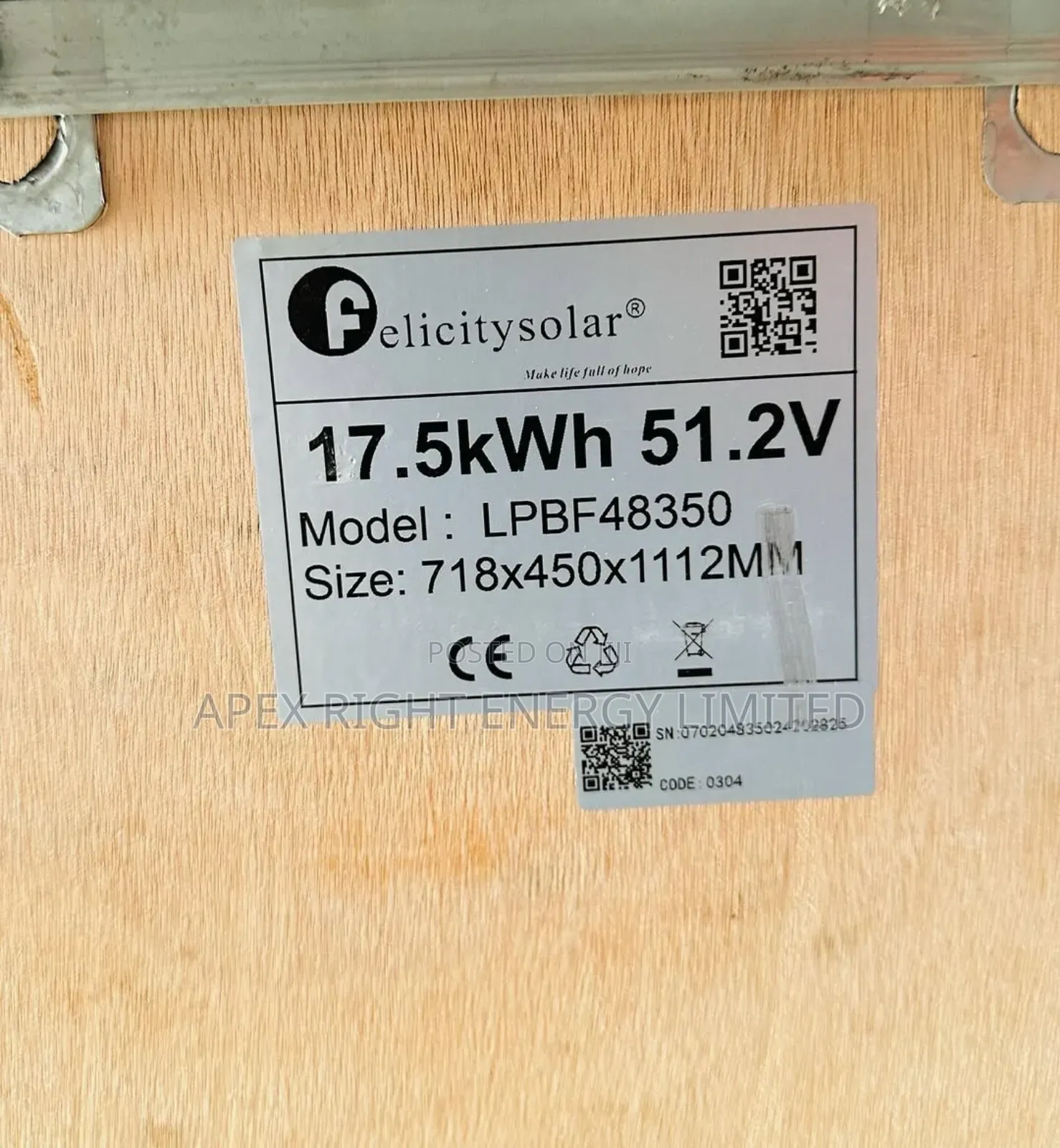 17.5kwh Felicity Lithium Battery 51.2volts