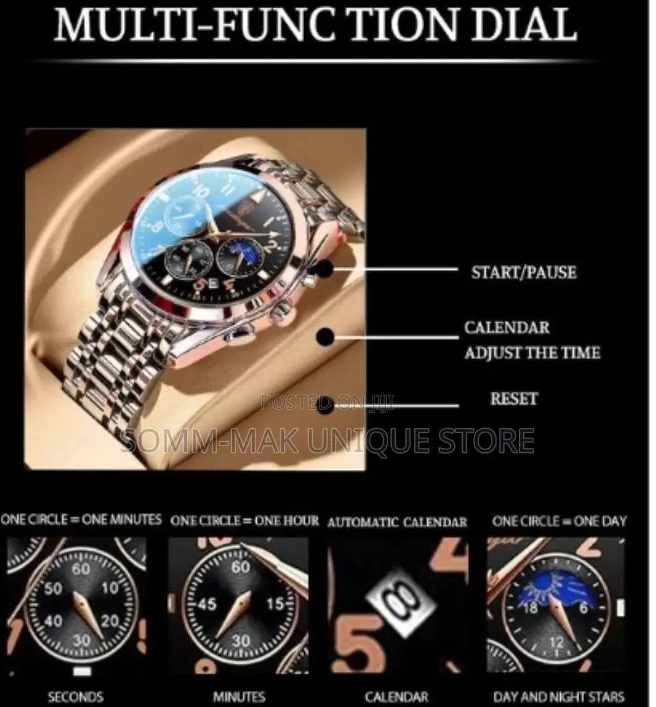 Poedagar Men Quartz Calendar,Waterproof Glow In Dark Watch