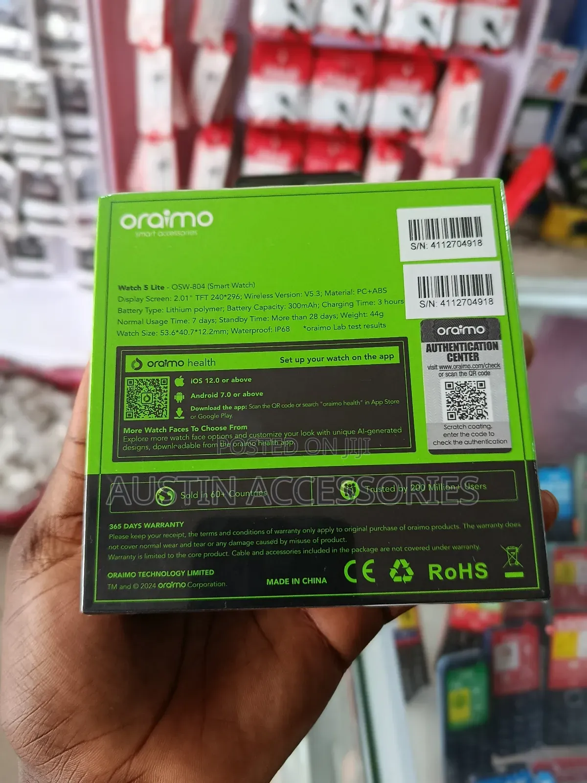 Oraimo Watch 5 Lite 2.01" HD IP68 Smart Watch