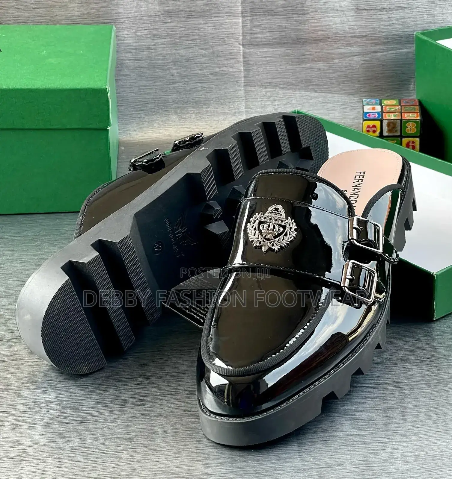 Fernando Melo Shinning Leather Double Belt Half Shoe