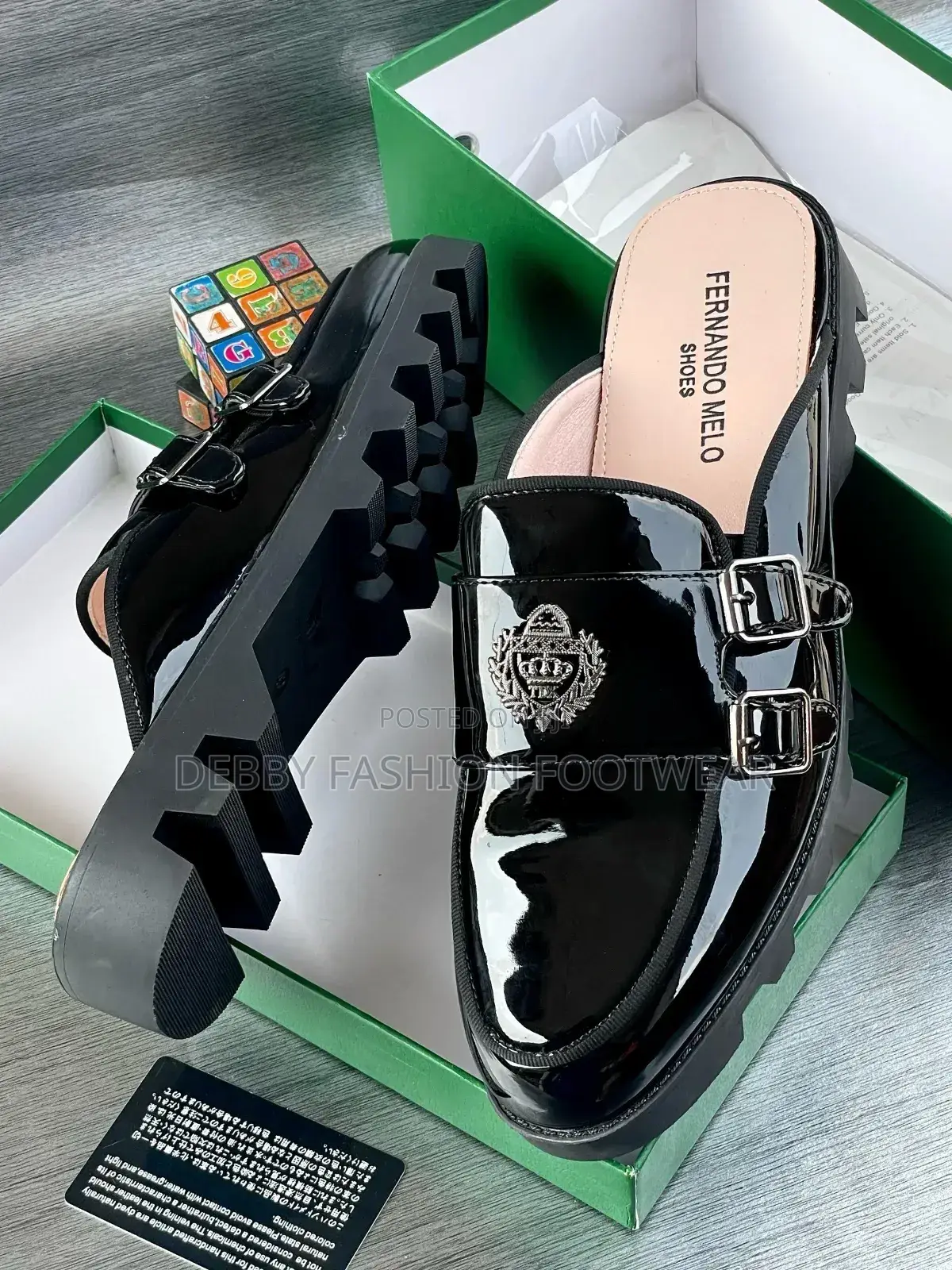 Fernando Melo Shinning Leather Double Belt Half Shoe