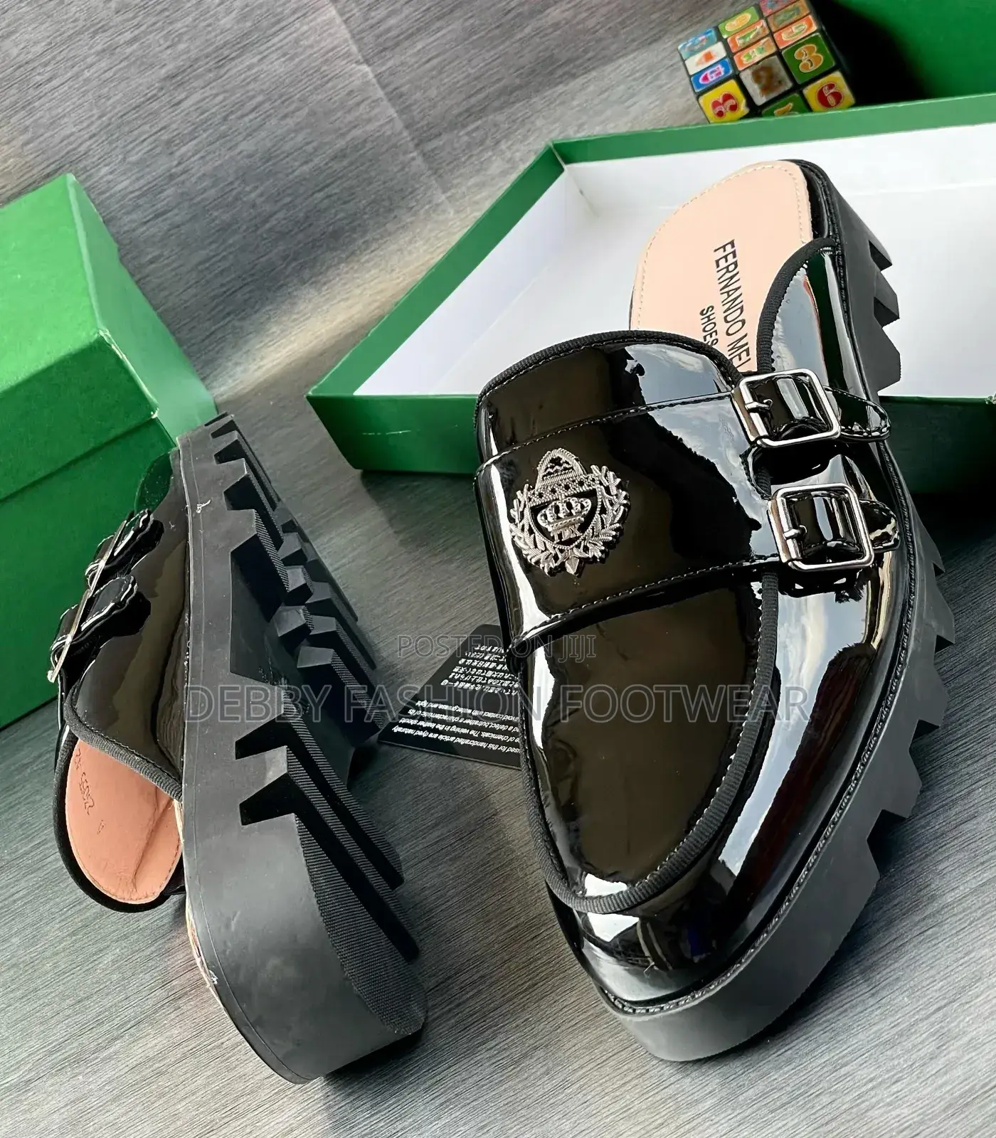 Fernando Melo Shinning Leather Double Belt Half Shoe