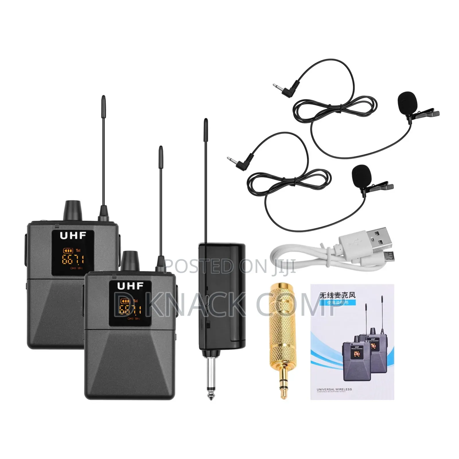 UHF Wireless Microphone With Bodypack Transmitter Receiver
