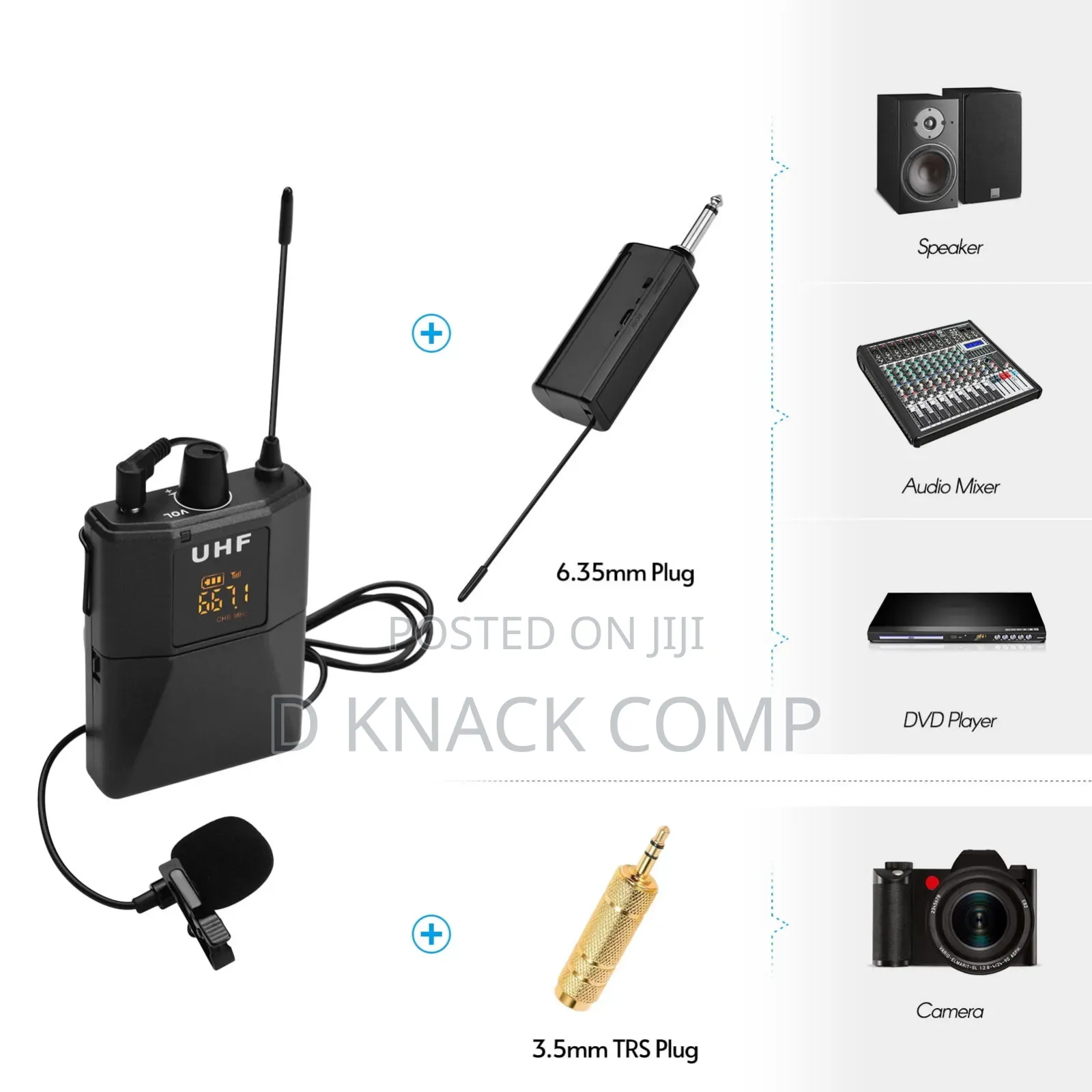 UHF Wireless Microphone With Bodypack Transmitter Receiver