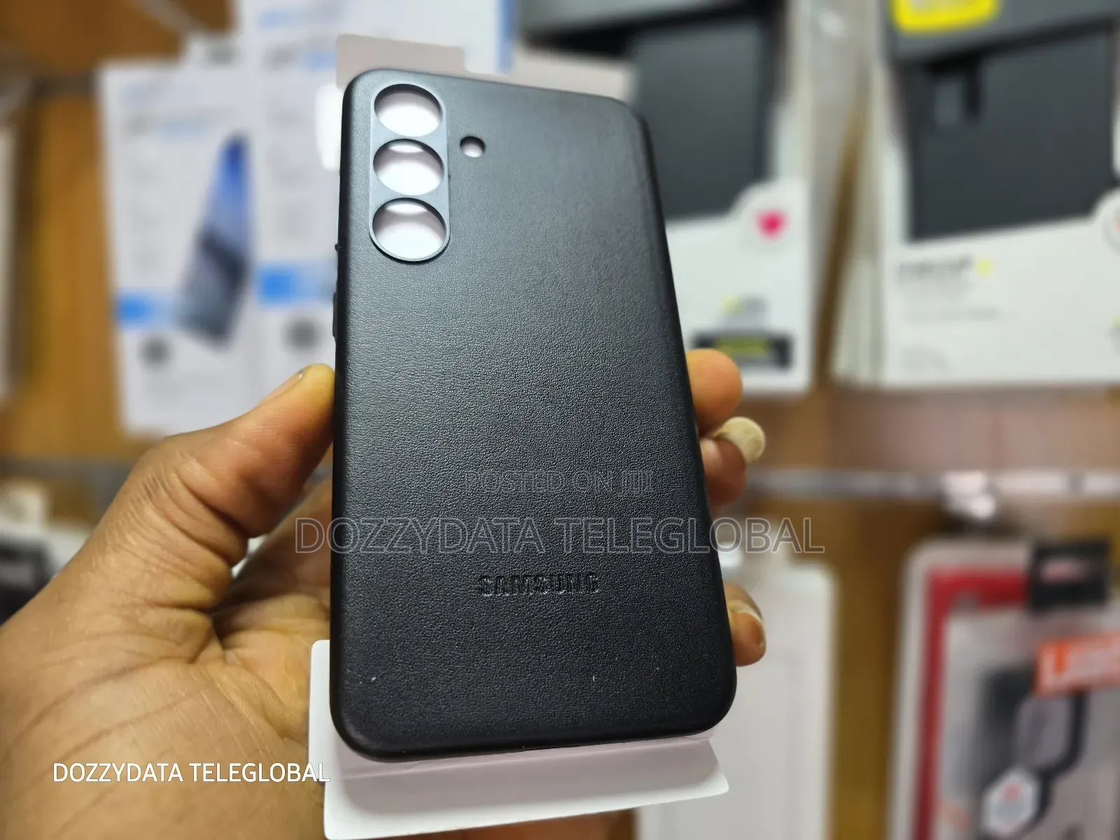 Samsung S25 Black Leather Case