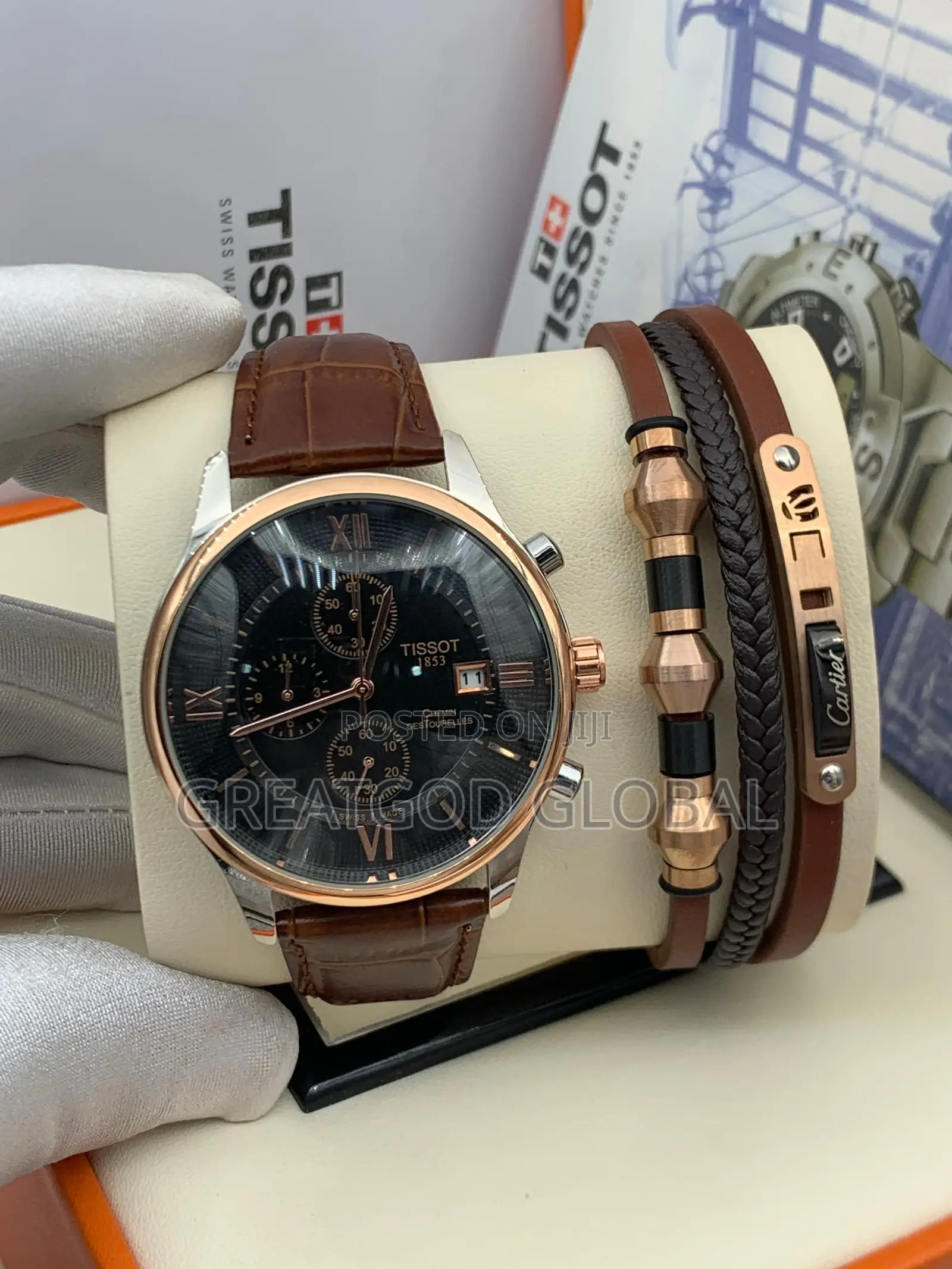 Unisex High Quality, Chronograph, Tissot Leather Wristwatch