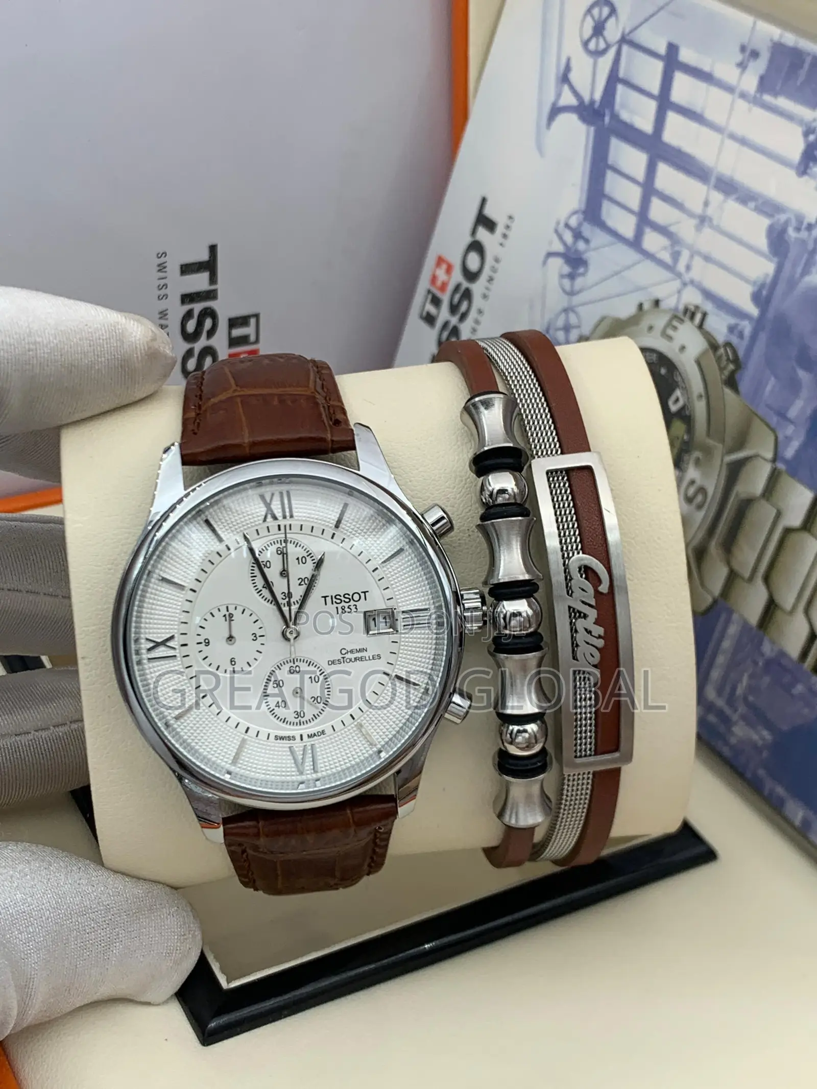 Unisex High Quality, Chronograph, Tissot Leather Wristwatch