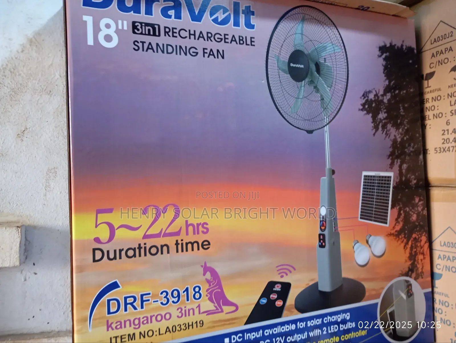 Duravolt 18inc Rechargeable Fan