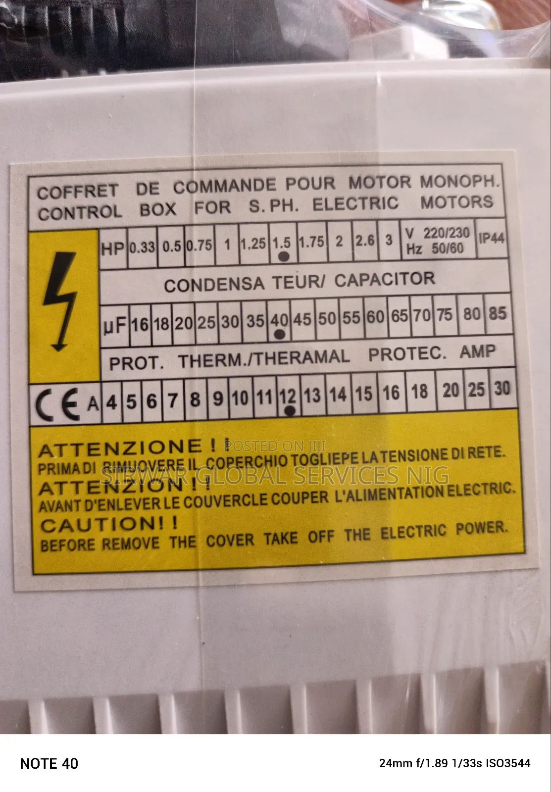 Original 1.5hp Control Panel Box/ Water Pumping Switch