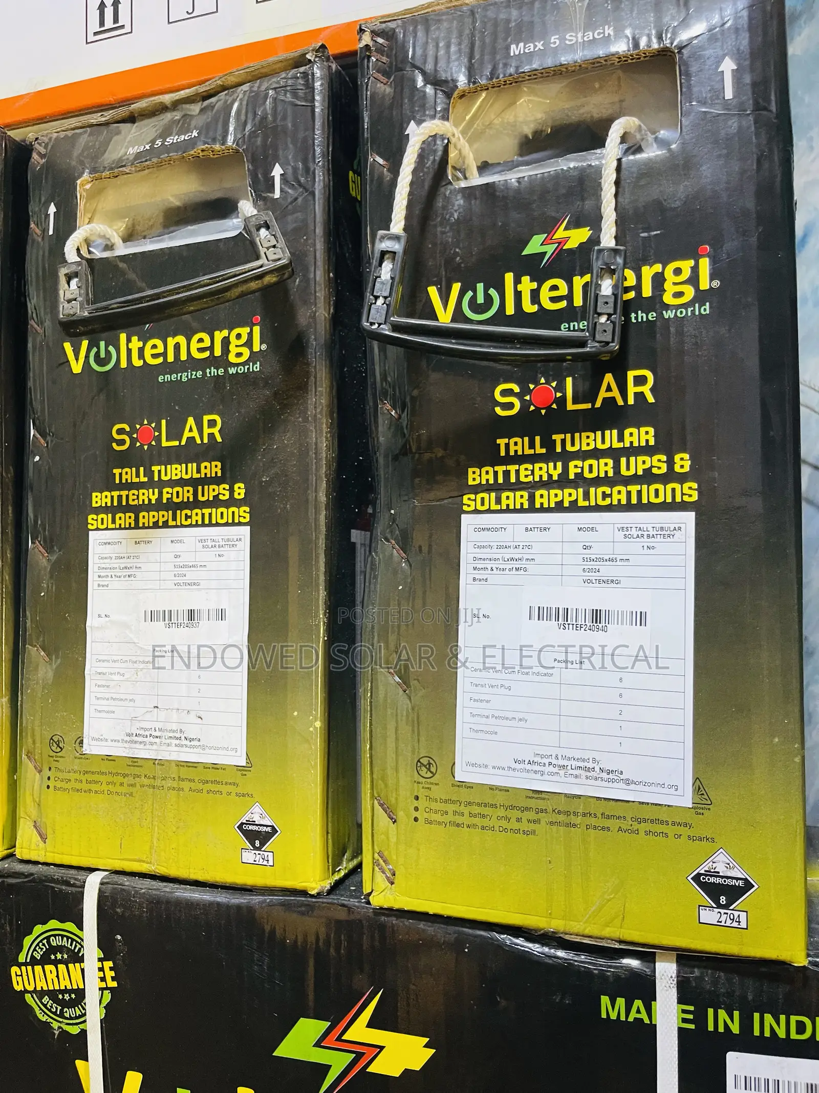 220ah 12v VOLTENERGY Tubular Batteries Are Available