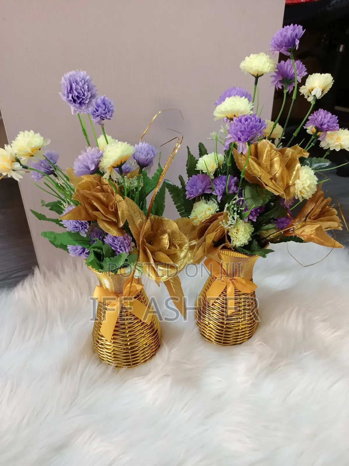 Gold Flower Vases for Table/Shelves