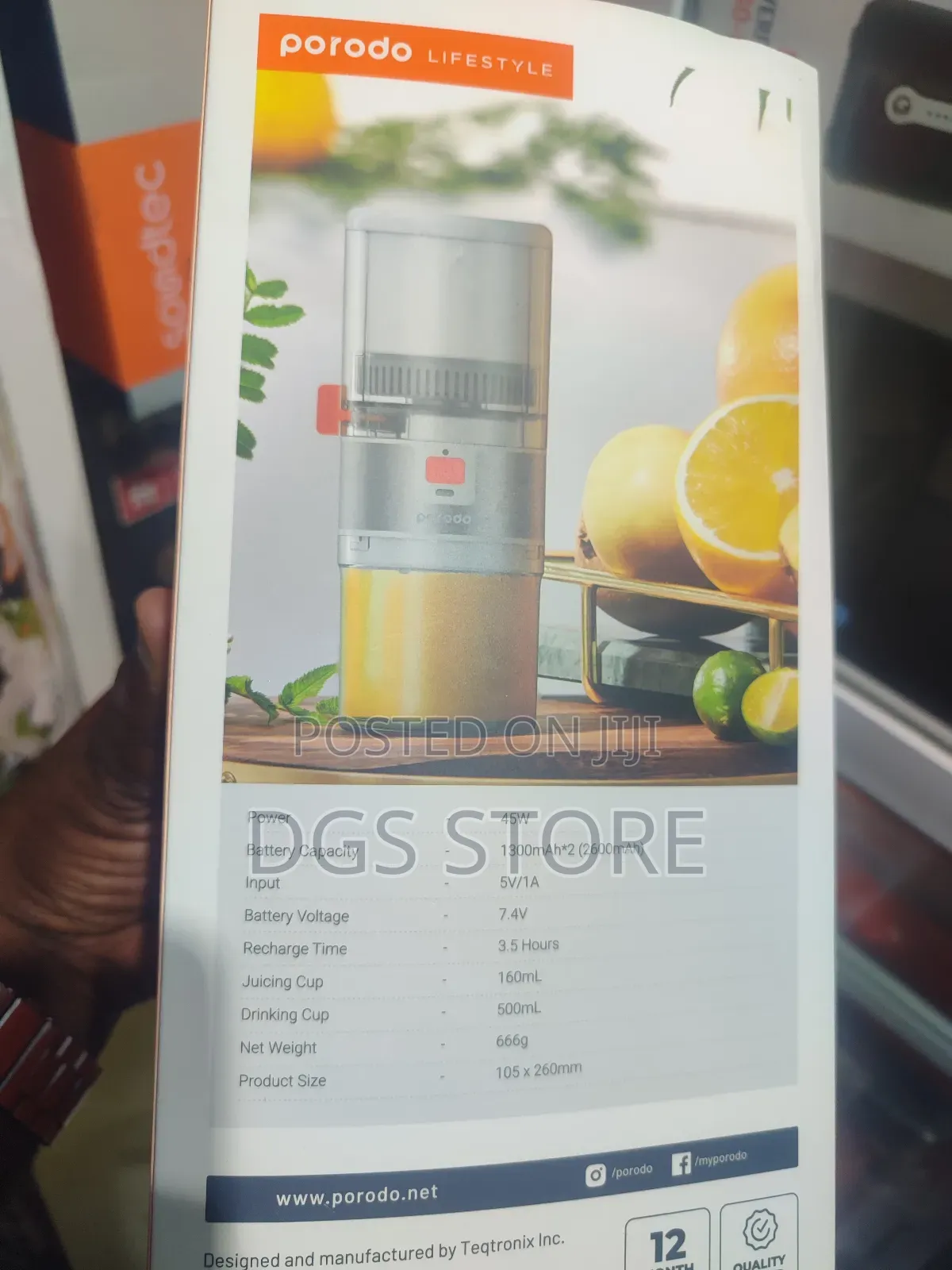 Porodo Portable Citrus Juicer