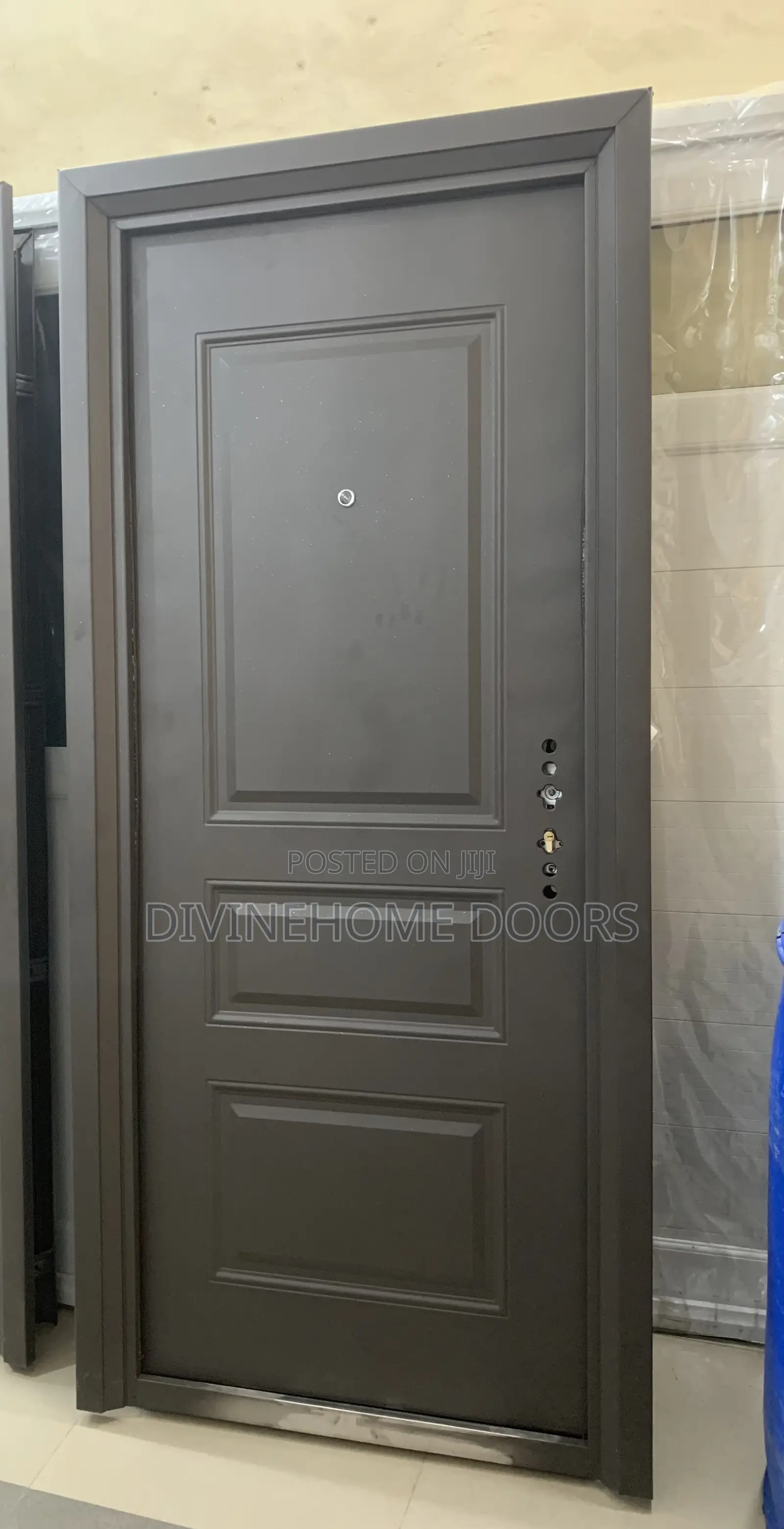 3panel Gray Design Steel Door