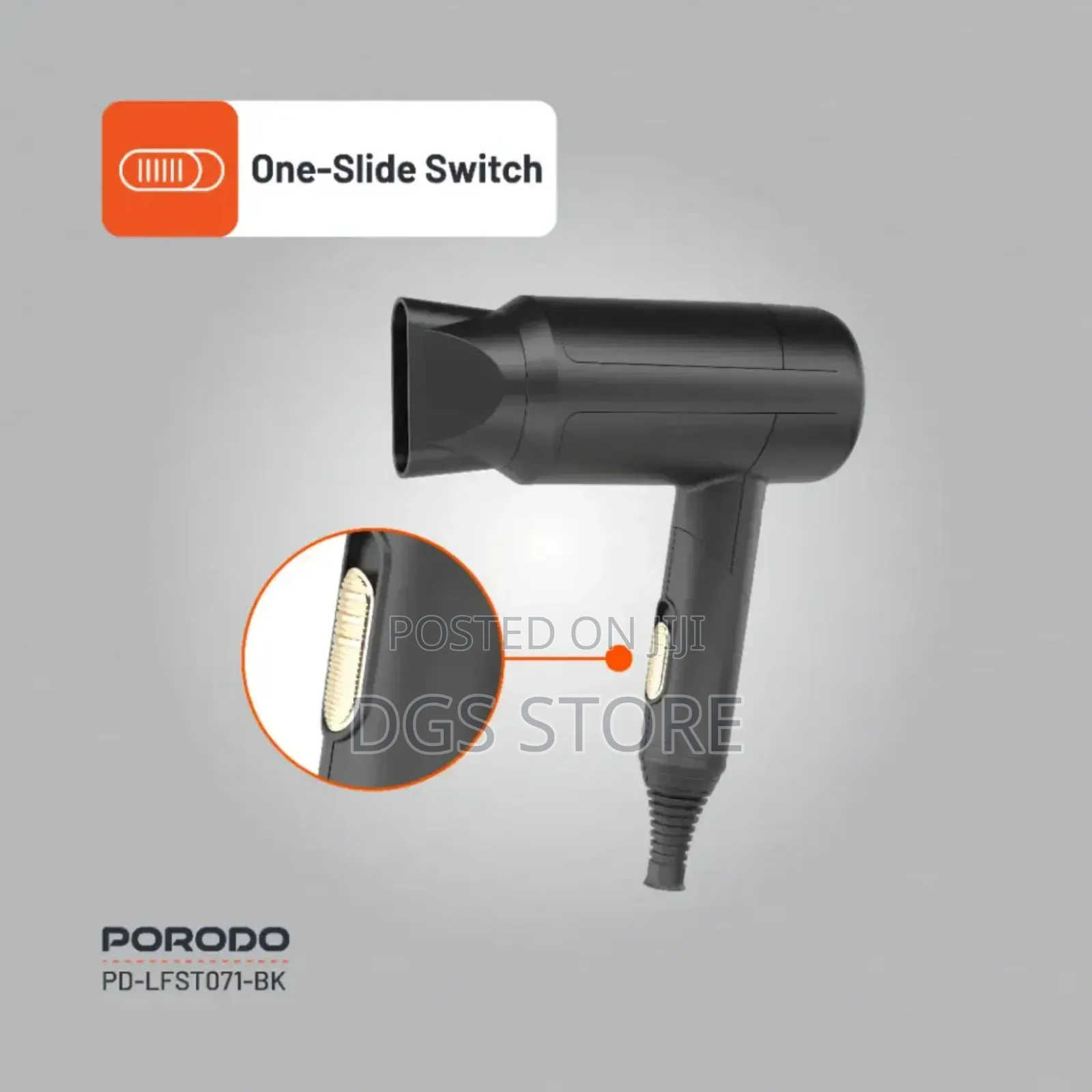 Porodo Lifestyle 1200w Foldable Hair Dryer 1.8m Cable