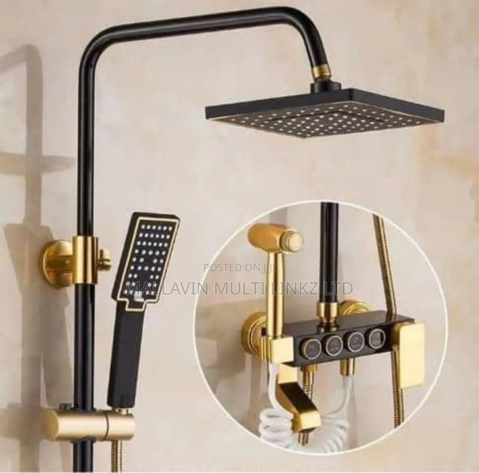 Black and Gold Shower With Bidet Spray