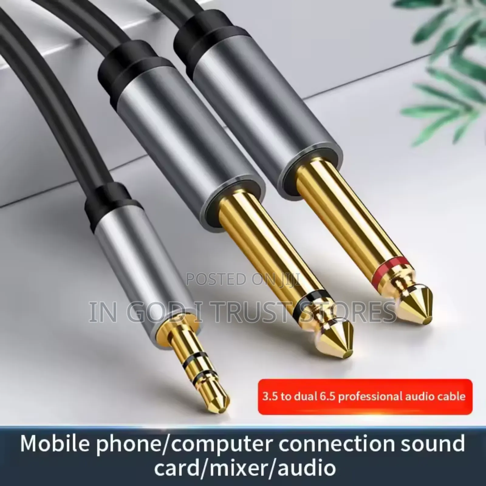 3.5mm to Double 6.5mm TRS Cable Aux Adapter 1.5m