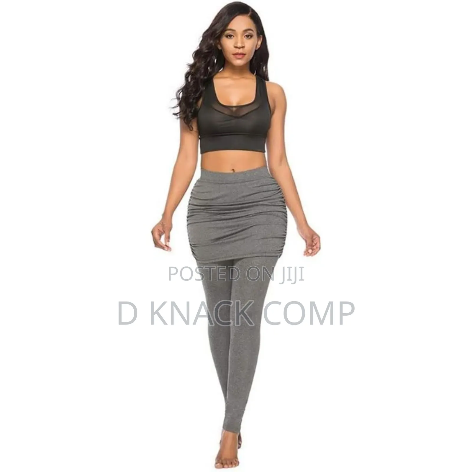 High Waist Leggings Pants Wrap Hip Side Pleated Skirt