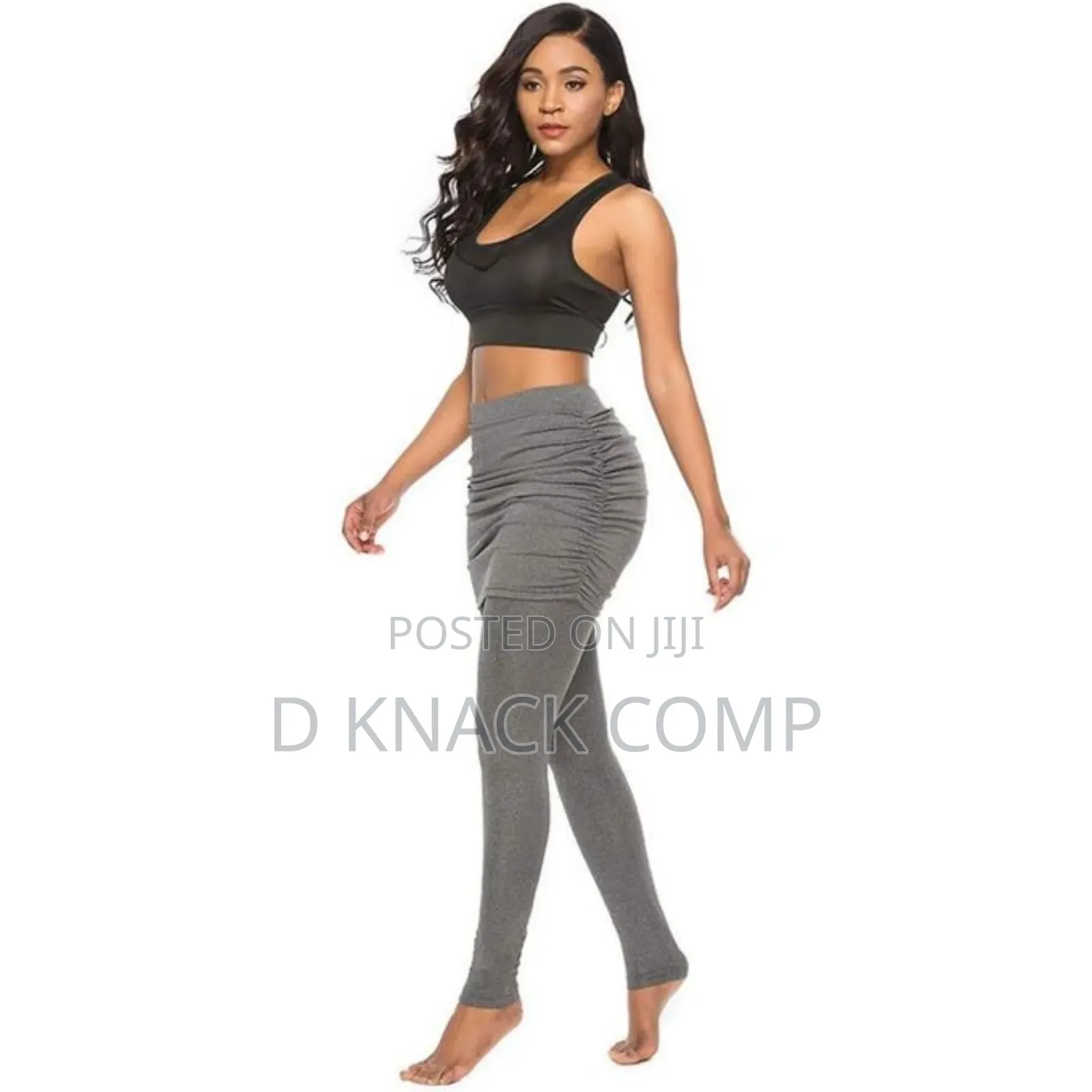 High Waist Leggings Pants Wrap Hip Side Pleated Skirt