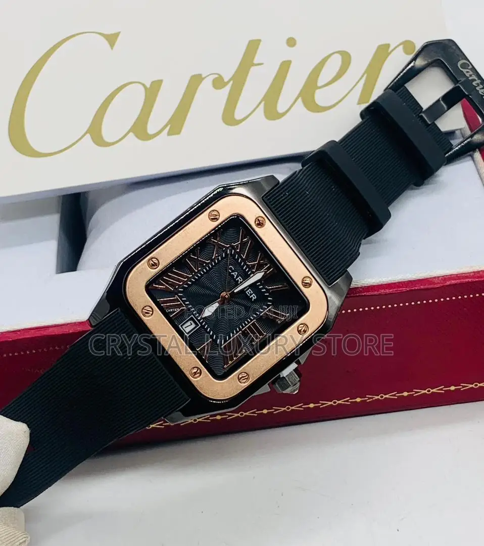 Cartier Quality Men Rubber Strap Wristwatch