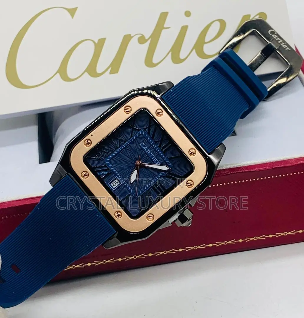 Cartier Quality Men Rubber Strap Wristwatch