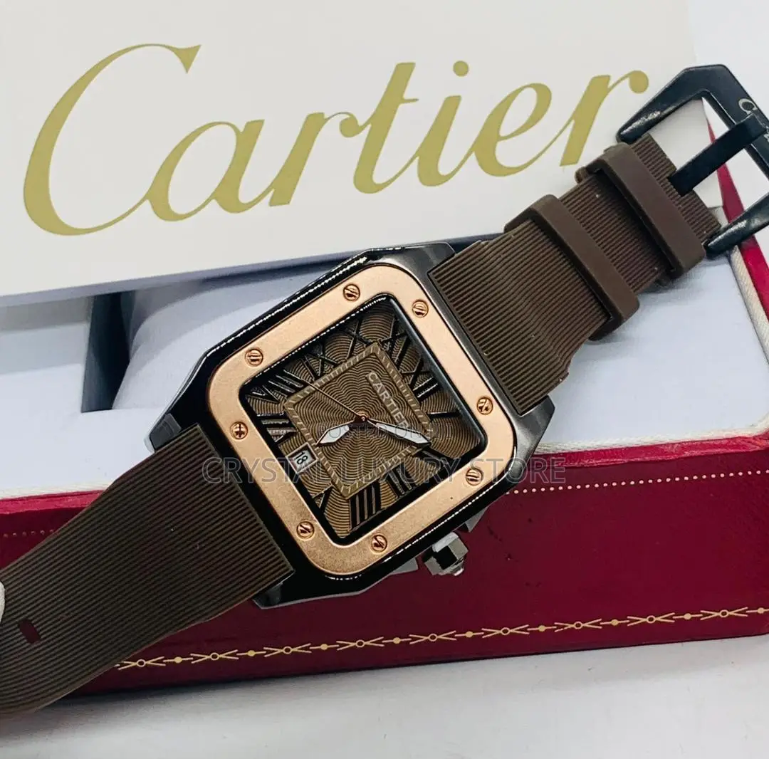 Cartier Quality Men Rubber Strap Wristwatch