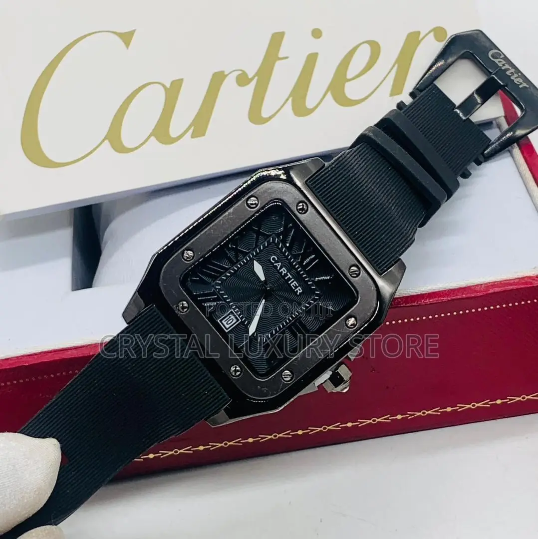 Cartier Quality Men Rubber Strap Wristwatch