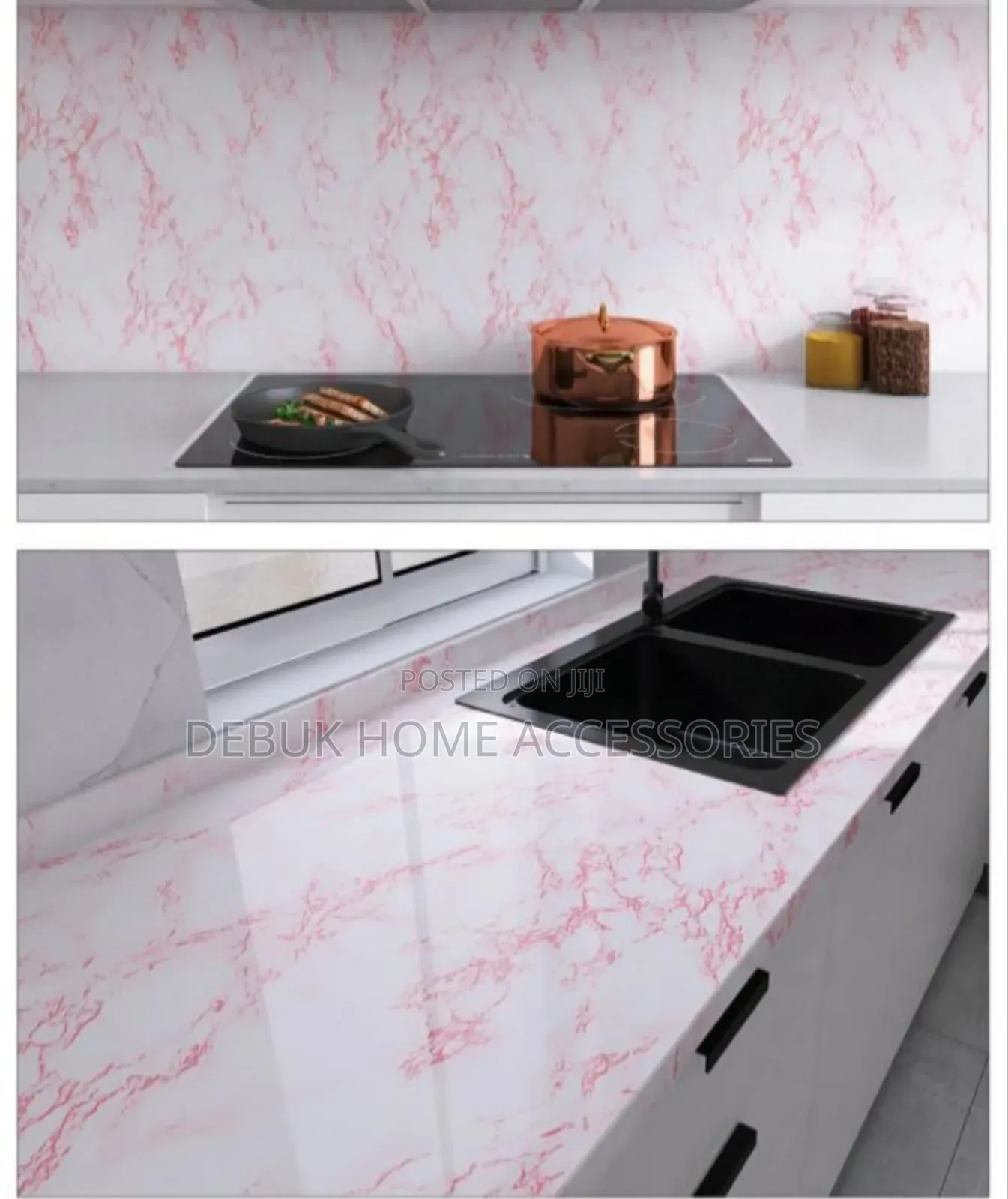 Pink and White Unique-Marble STICKERS