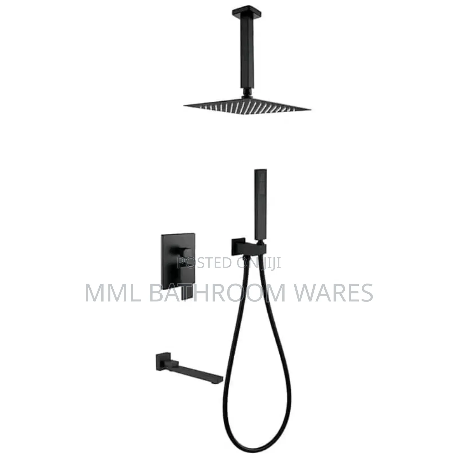 Black Ceiling Mounted Shower Head With Mixer Control