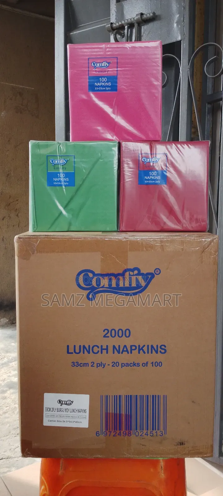 Comfiy Coloured Serviettes (Launch Napkins) 20 Packs